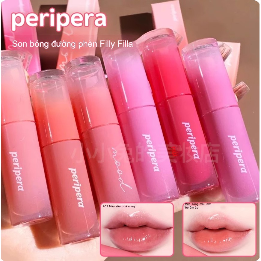 Peripera Son bóng Ice Sugar Hàn Quốc, son bóng Peripera Candy Water, dưỡng ẩm, lâu trôi, không phai 
