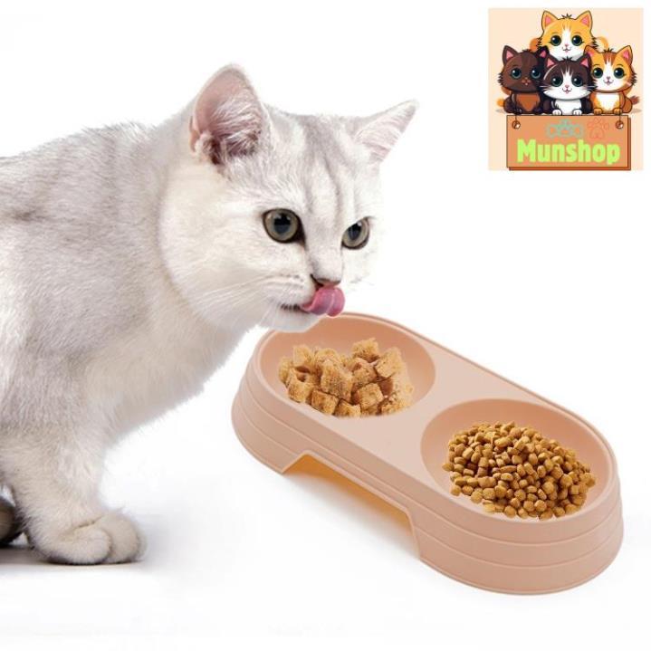 Bát ăn hình xương- bát ăn đôi cho chó mèo Munshop