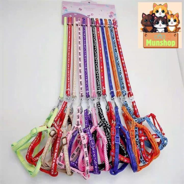 Dây dắt kèm yếm cho chó mèo- dây dắt kèm cổ cho chó mèo Munshop