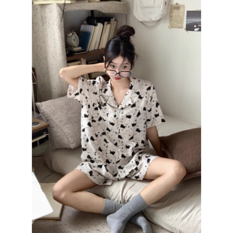 Áo Ngủ Bigsize Nữ LUHAZO– pijama Họa Tiết Mèo Dễ Thương, Vải Mềm Mát, Form Rộng Thoải Mái D051-2 K01