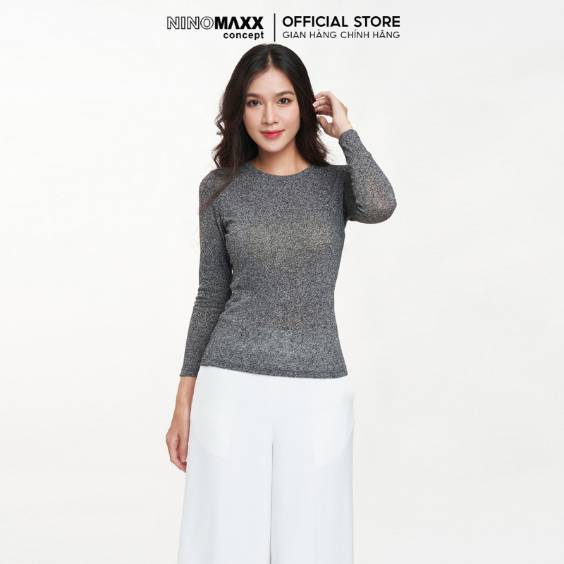 [CÒN SIZE S] N&M Áo dệt nữ Basic cổ tròn tay dài kiểu dáng trẻ trung 2306012