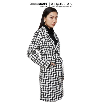 [CÒN TRẮNG ĐEN] N&M Áo Khoác Dạ Măng Tô Nữ Caro 1906031