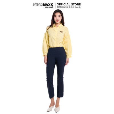 [CÒN SIZE S] Quần Tây Công Sở Nữ Dáng Lửng Màu Xanh Navy Chất Cotton N&M Thương Hiệu NINOMAXX 1907024