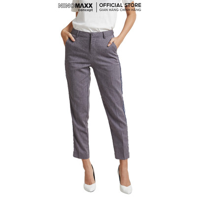 [CÒN SIZE S, M] N&M Quần tây nữ Linen ống đứng họa tiết sọc thời trang 1907042