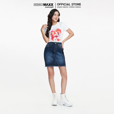 [CÒN SIZE S, M] Váy Jean NINOMAXX Ngắn Co Giãn Dáng Ôm Váy Jean Đẹp 1806094