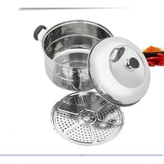 Bộ Nồi Inox Kèm Khay Hấp Cách Thuỷ 20CM. Nồi chuyên hấp cách thủy như bánh bao, xôi... cho mọi nhà