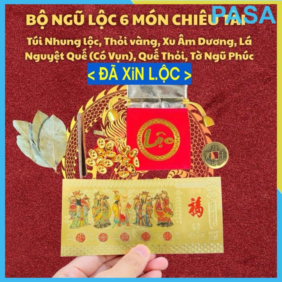 *chiêu tài* {Kèm Hướng Dẫn} Combo Ngũ Lộc Đài Loan 6 Món : Thỏi Vàng, Xu Âm Dương, Lá Quế – Hút May Mắn, Tài Lộc