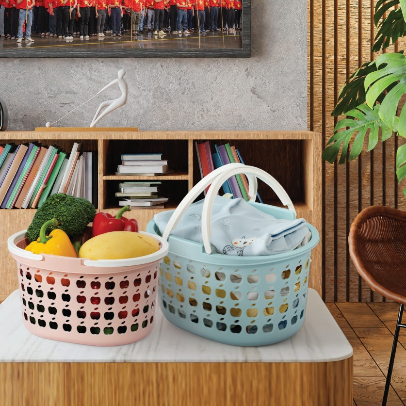 Rổ Nhựa Elip Hai Quai Việt Nhật Đựng Mỹ Phẩm, Rổ Đựng Vật Dụng Cá Nhân Đa Năng