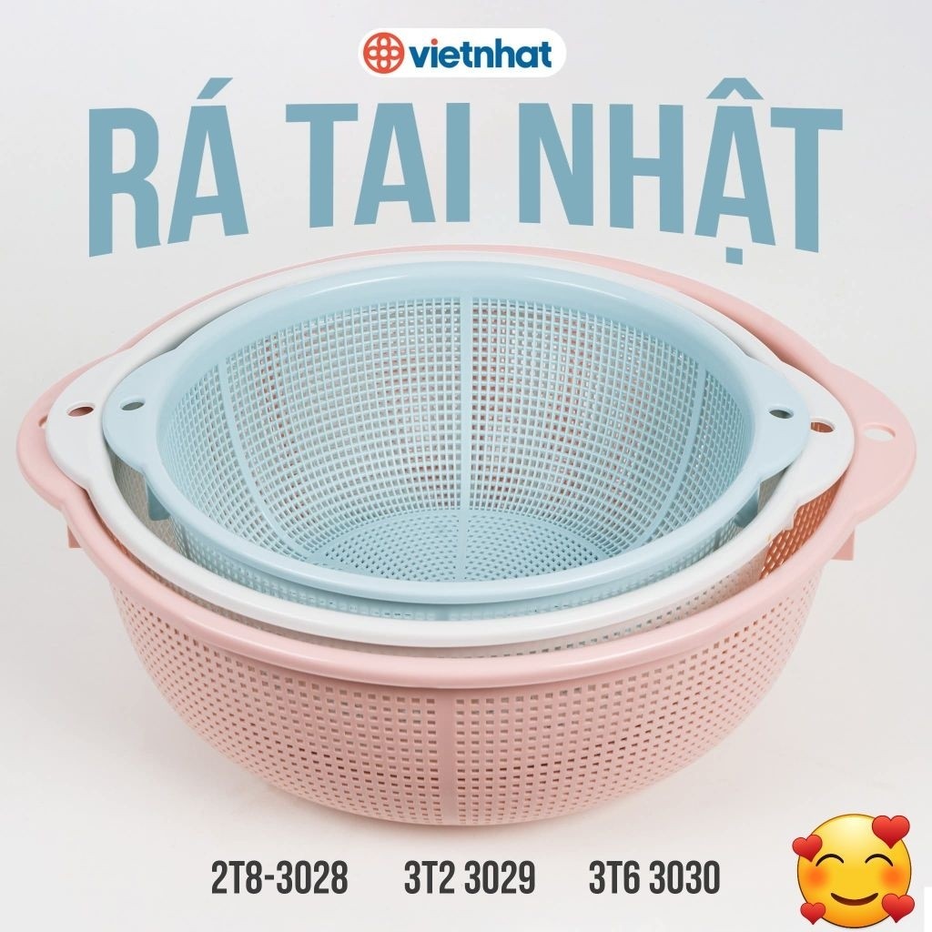 Rổ-rá đựng rau, rổ rá rửa rau, vo gạo, đựng hoa quả Việt Nhật có tai cầm tiện lợi