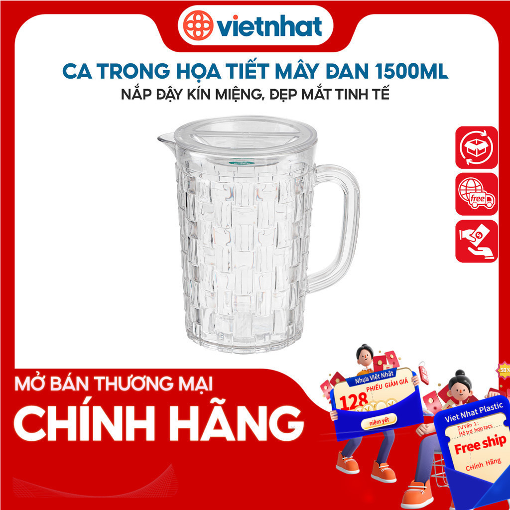 Ca nước trong, ca đựng nước, ca mây đan Hokori CMD Nhựa Việt Nhật Shop