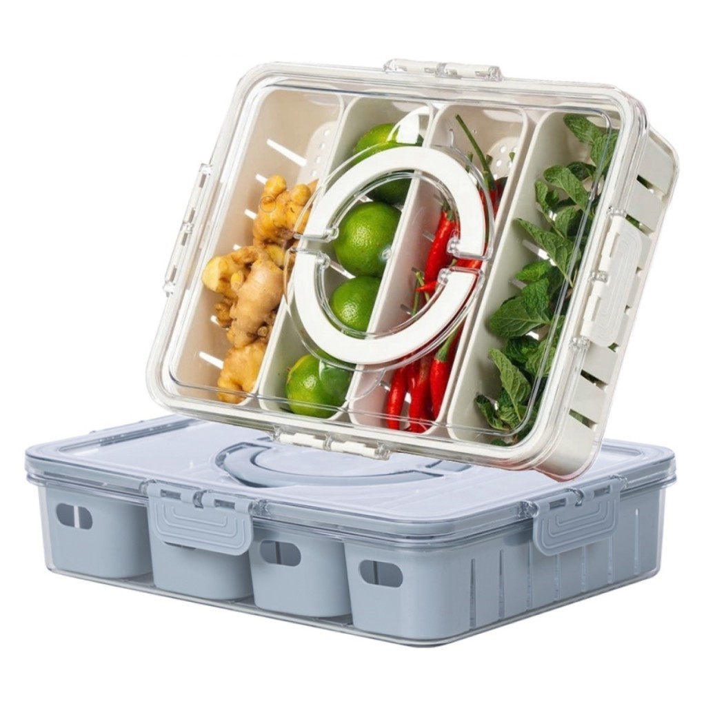 Hộp đựng thực phẩm 4 ngăn thiết kế quai sách tiện lợi Việt Nhật (ms 6510)