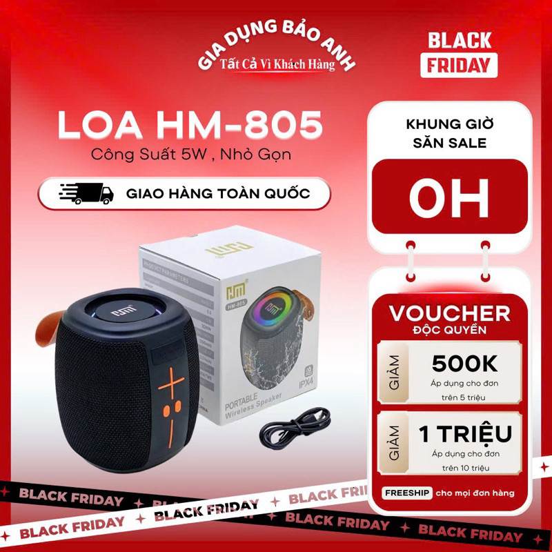 Loa Bluetooth Mini HM805 Chống Nước Công Suất 5W Siêu Trầm