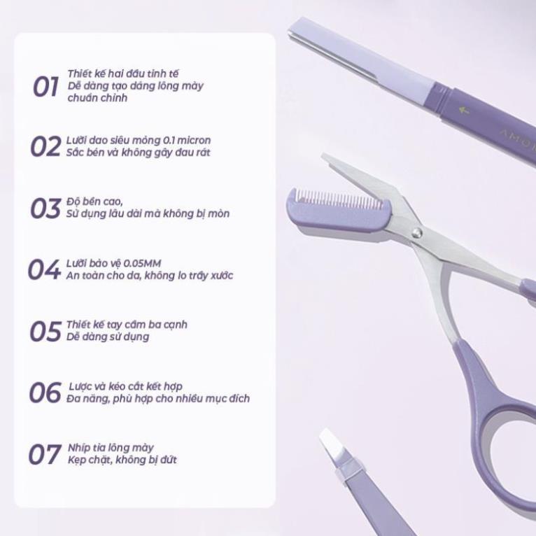Bộ 2 Dao Cạo Lông Mày AMORTALS Hai Đầu Tiện Dụng Dao cạo lông mày tỉa lông mày cạo râu tiện lợi
