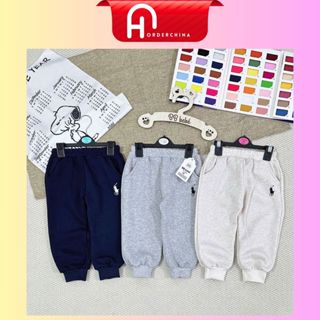  Set 3 quần nỉ bông thêu ngựa basic xanh than ghi be dày dặn mềm ấm cho bé - HNOrderChina 