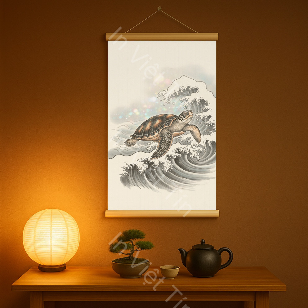 Tranh Mành Trúc Trường Thọ Đại Dương – Hải Vận Tụ Phúc, Thọ Khí Miên Viễn 6M