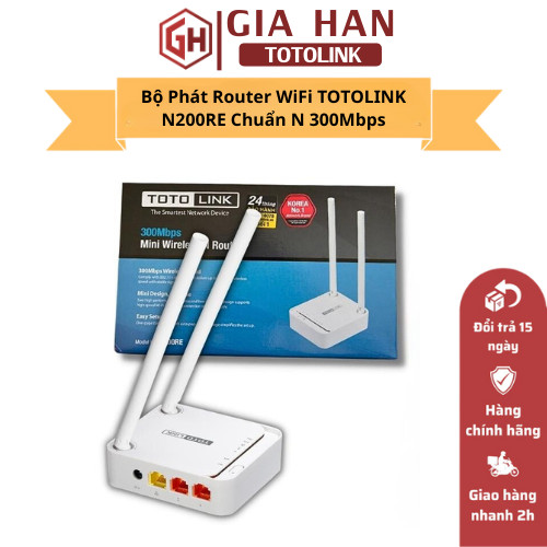 Bộ Phát Router WiFi TOTOLINK N200RE Chuẩn N 300Mbps - 2 Ăng ten, Hỗ trợ IPTV, IPv6