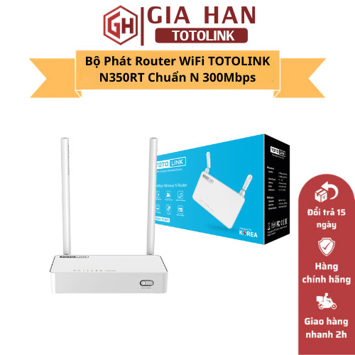 Bộ Phát Router WiFi TOTOLINK N350RT Chuẩn N 300Mbps - Hỗ Trợ IPTV, IPv6, Quản lý Phụ huynh, Repeater