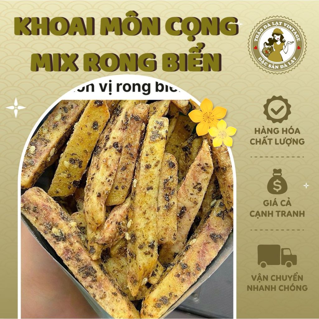 (ĂN CHAY ĐƯỢC) KHOAI MÔN CỌNG MIX RONG BIỂN, GIÒN TAN, XỐP, BÉO BÉO, MẶN MẶN - THẢO ĐÀ LẠT VINTAGE