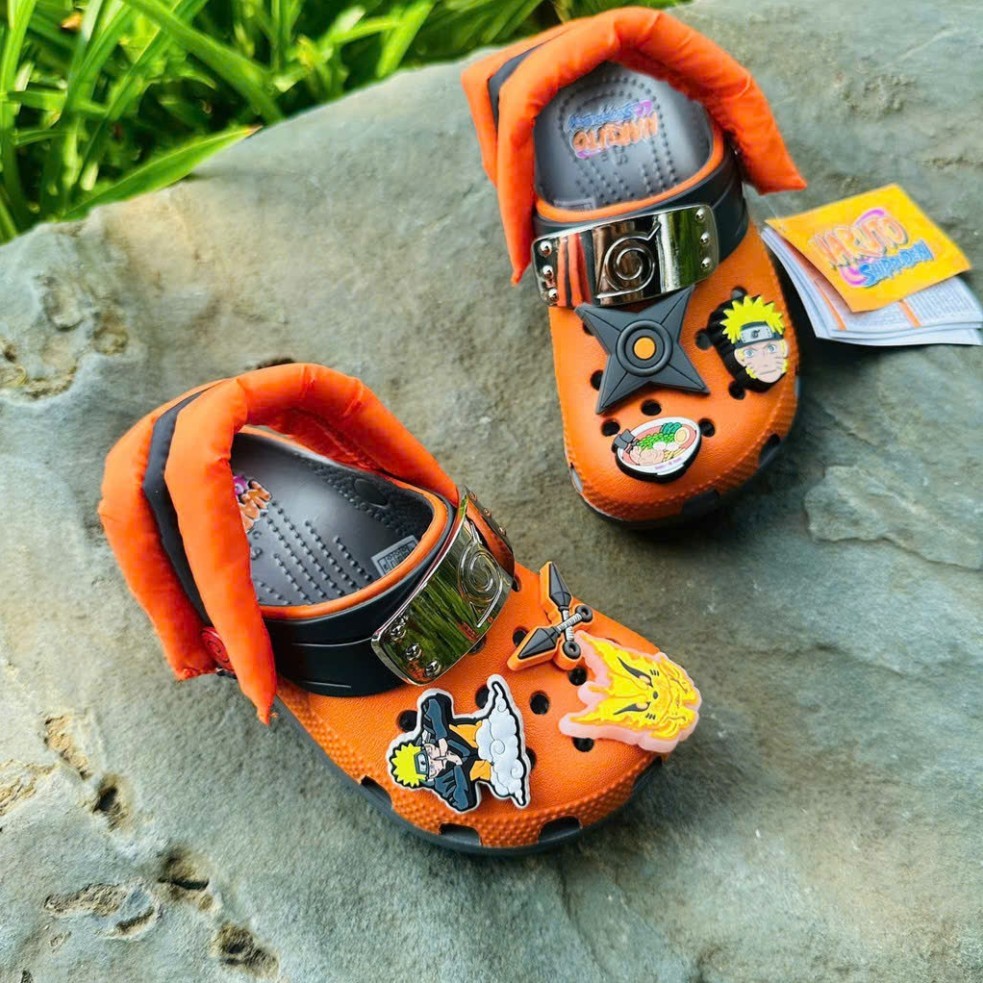 Dép_crocs Naruto Graphite màu cam cực ngầu