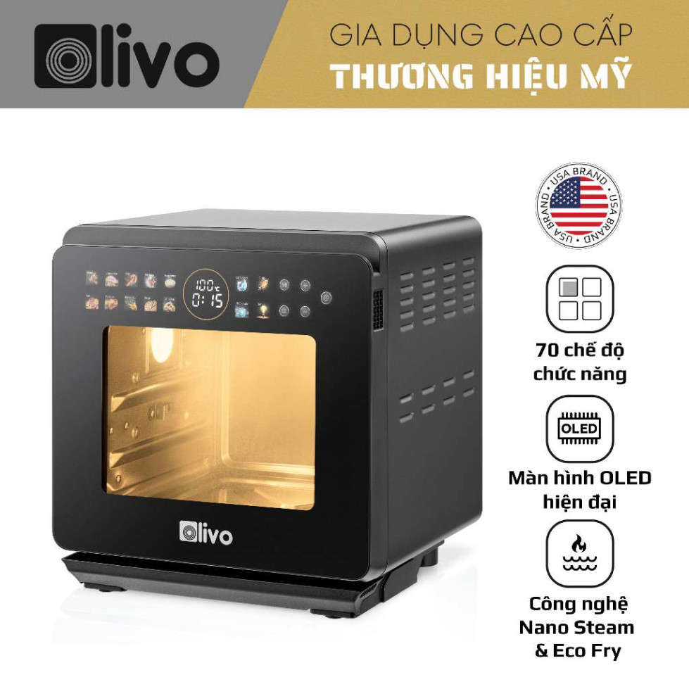 Nồi Chiên Hấp Đa Năng OLIVO SF1600 16L – Màn Hình OLED Cảm Ứng