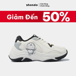  Giày Sneaker Nam Nữ SHONDO Chunky Doraemon Êm Ái Thời Trang Cá Tính Màu Trắng Đen CHN0113 