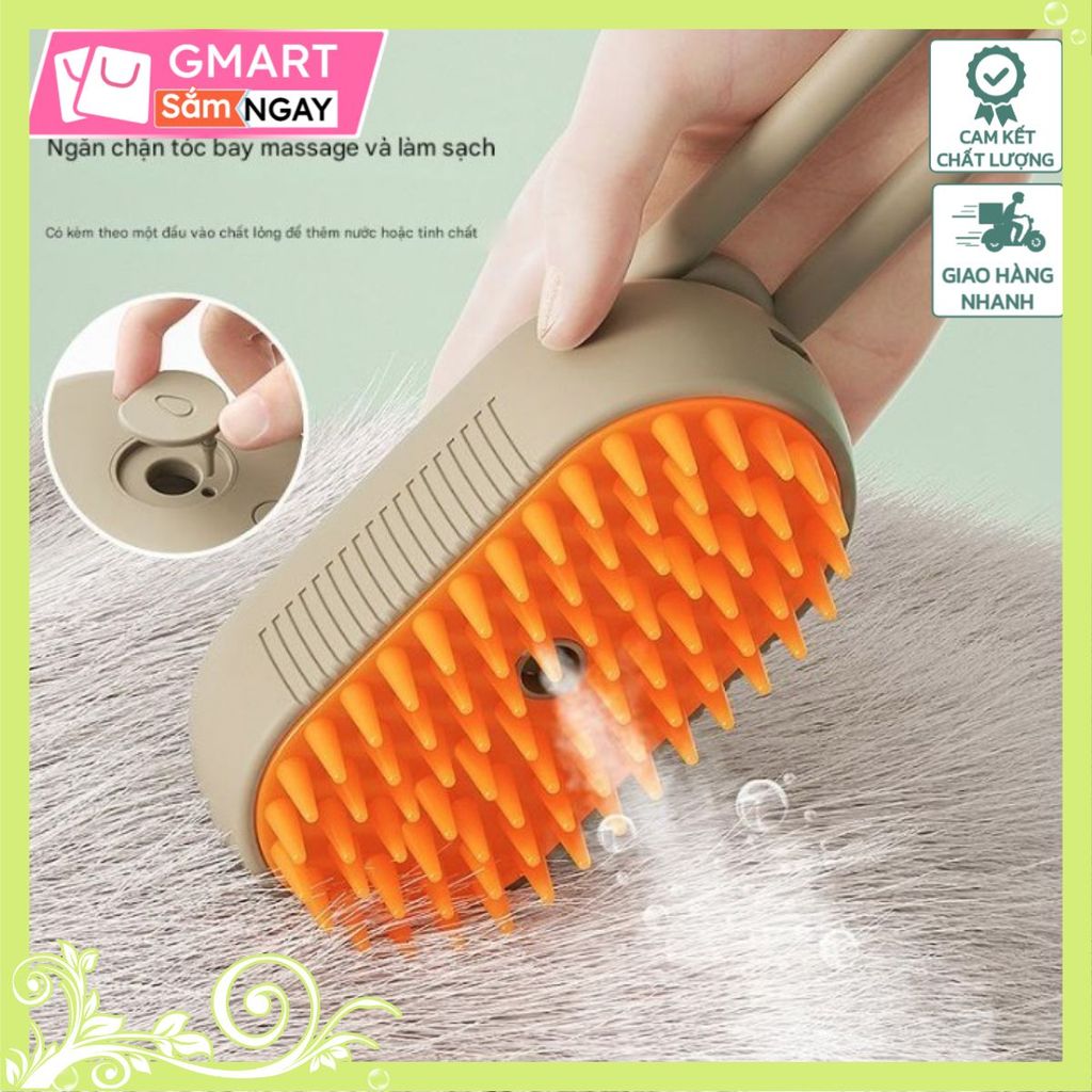 GloFur™ Pet Steam Brush USA - Lược massage chải lông dạng xịt chó mèo Gmart