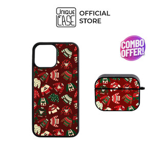 Combo Ốp lưng iPhone và Case Airpods Unique Case họa tiết Giáng Sinh CB017
