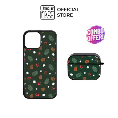 Combo Ốp lưng iPhone và Case Airpods Unique Case họa tiết Giáng Sinh CB012