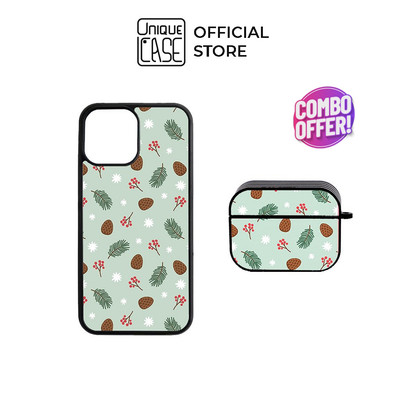 Combo Ốp lưng iPhone và Case Airpods Unique Case họa tiết Giáng Sinh CB011