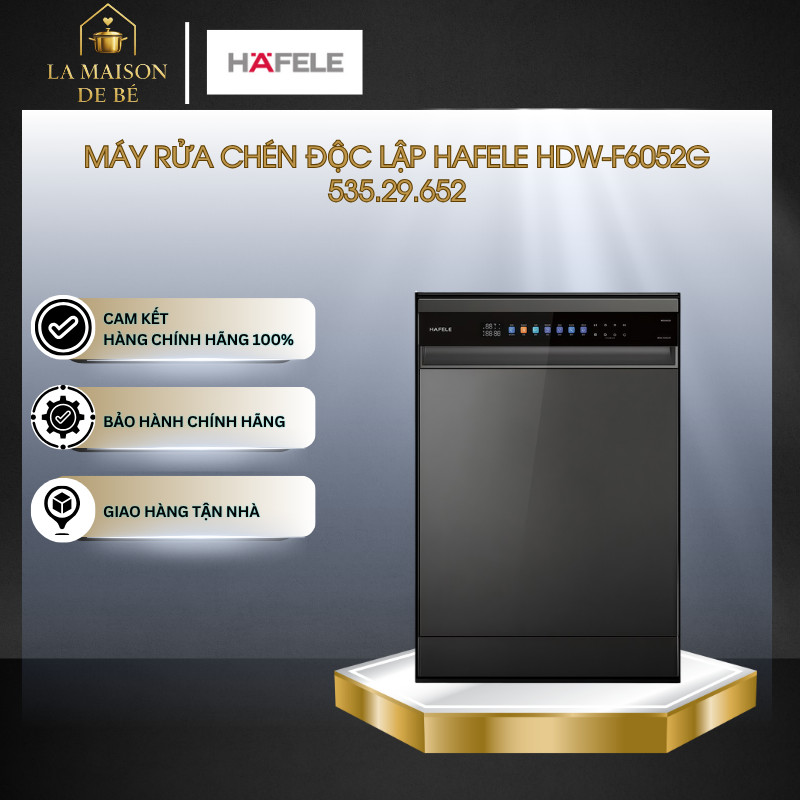 Máy Rửa Chén Độc Lập HDW-F6052G Hafele 535.29.652 - Sức Chứa 15 Bộ, Đèn UV Diệt Khuẩn - LMS