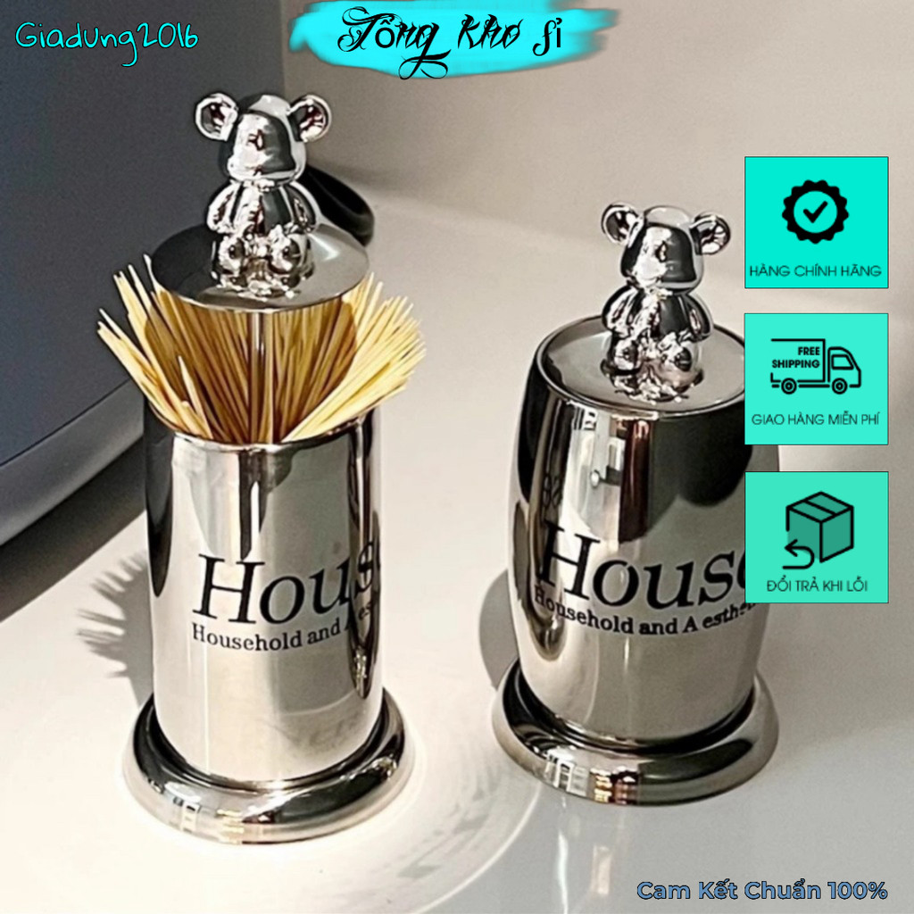 Hộp đựng tăm hình gấu bạo lực Hộp tăm cao cấp Ánh sáng sang trọng Loại đẩy tinh tế Hộp đựng tăm bật 