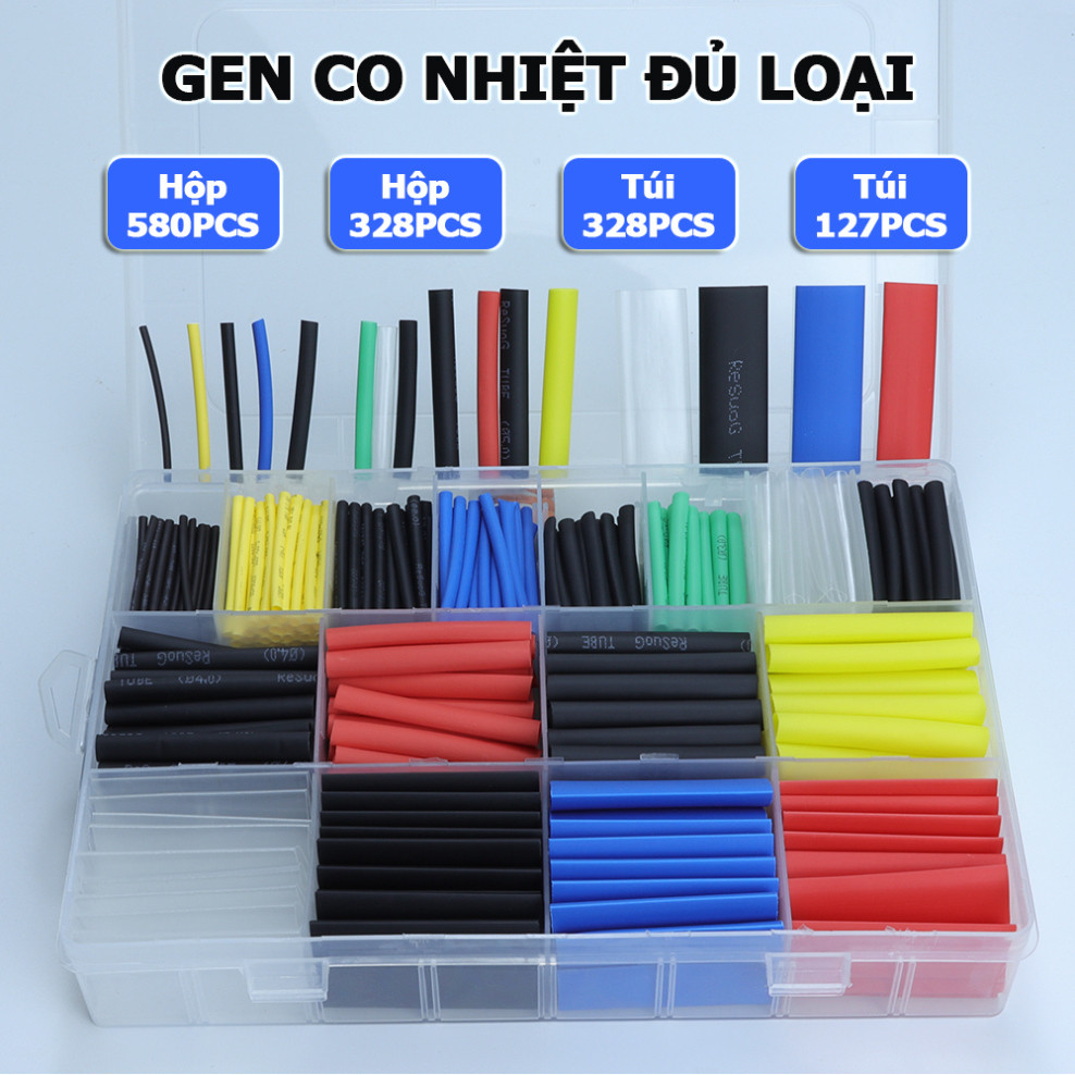 "Ống Gen tổng hợp hộp 580 328 và túi 127 328 - Ống gen co nhiệt cắt sẵn với đầy đủ kích thước"