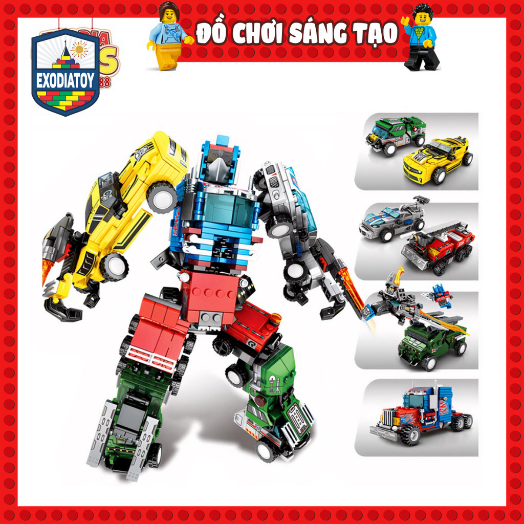 Mô hình Mecha Of Steel Robot Transformer chiến đấu  4 IN 1  - Đồ Chơi Lắp Ghép Sáng Tạo - SEMBO 1032