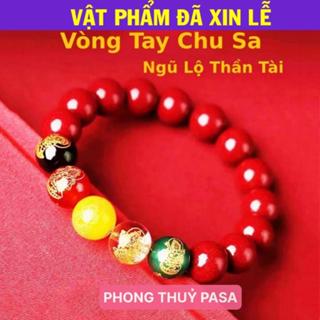 Vòng đá chu sa thật cao cấp phong thủy mang lại may mắn bình an ngũ lộ thần tài vòng phật