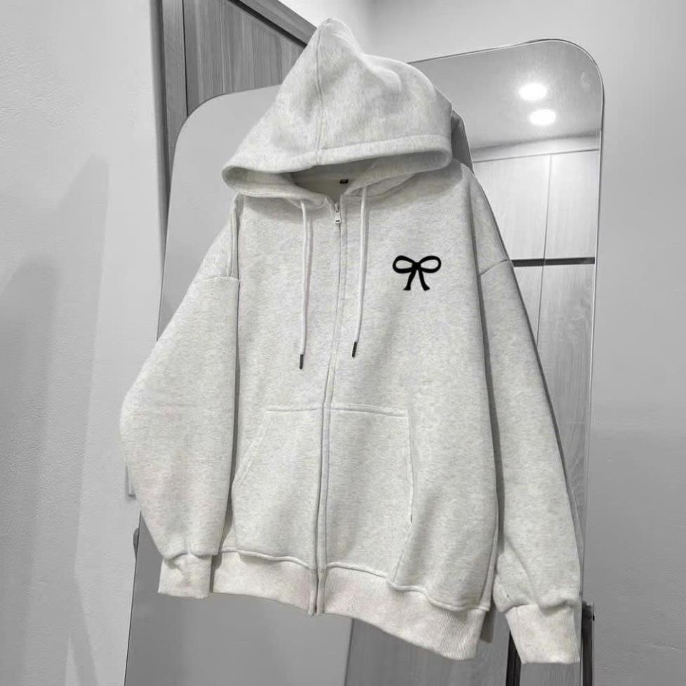 Áo Khoác Nỉ Form Rộng Nam Nữ Unisex In Hình Nơ Nhỏ ut