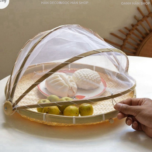Lồng bàn tre, mẹt lồng bàn gấp gọn decor nhiều Size thân thiện với môi trường -06 Mới 33N