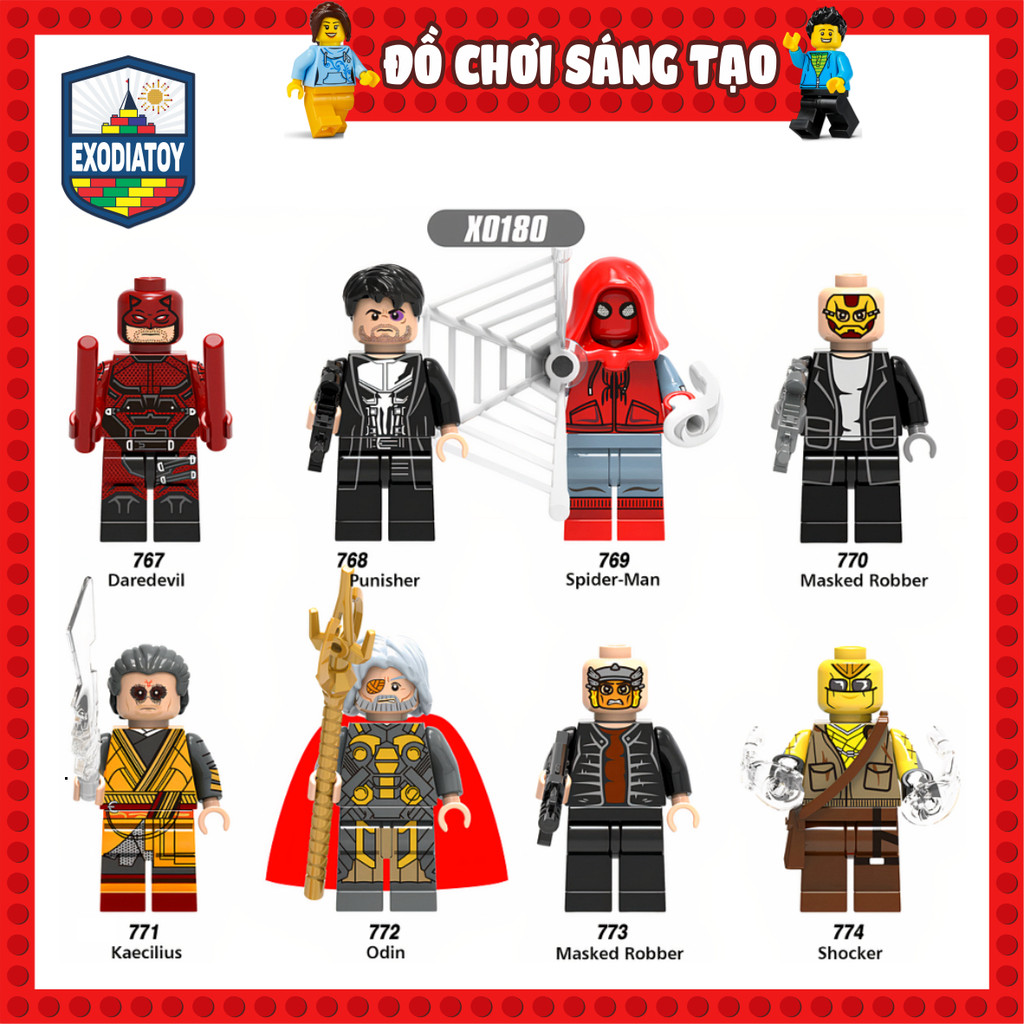 Mô hình Nhân vật Siêu anh hùng Marvel Spider Man, Daredevil, Odin - Đồ Chơi Sáng Tạo - XINH X0180