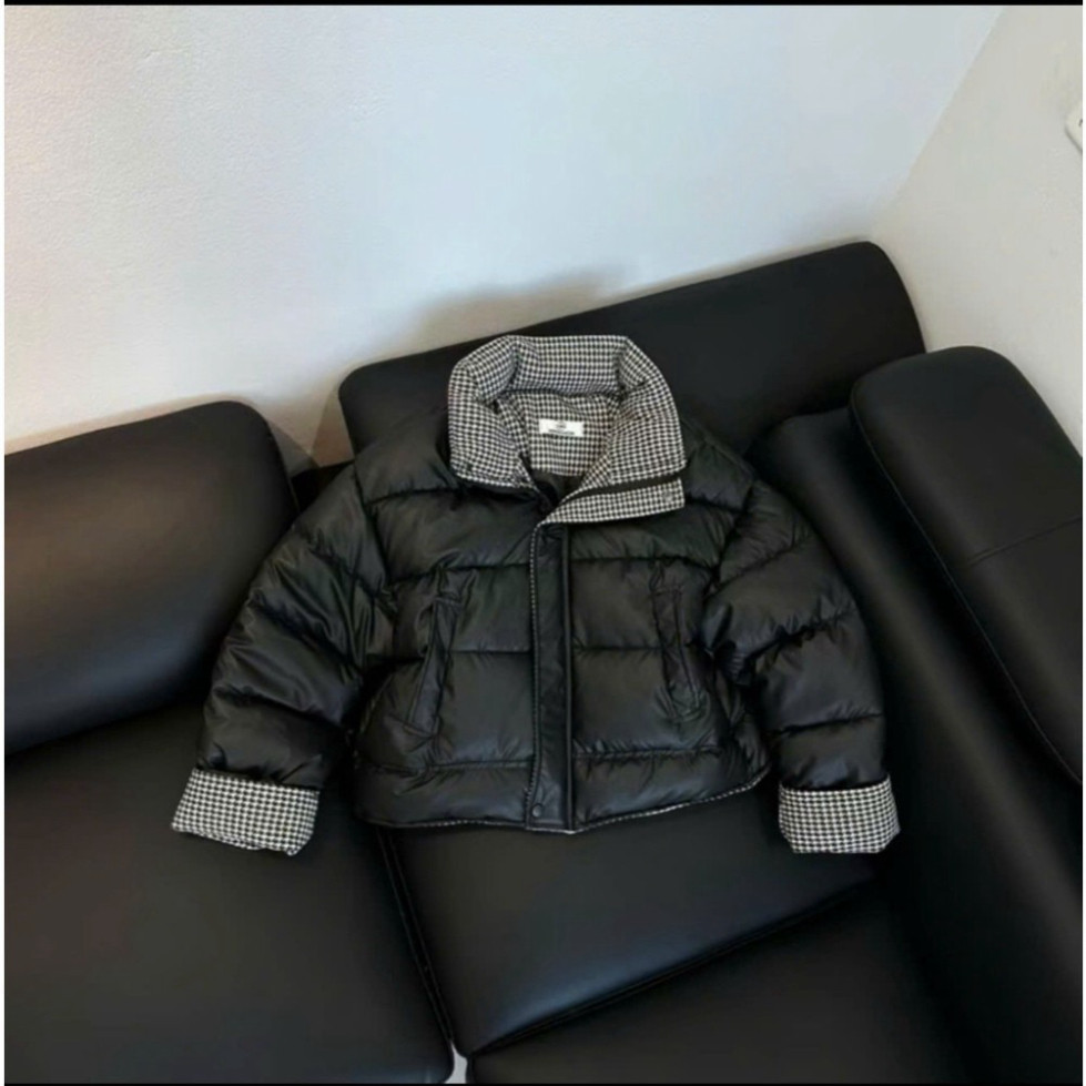 ÁO KHOÁC PHAO DA NỮ HỌA TIẾT PHỐI CARO TAY KẺ CHẤT PHAO 3 LỚP DÀY DẶN FORM BOXY | BigBuy360 - bigbuy360.vn