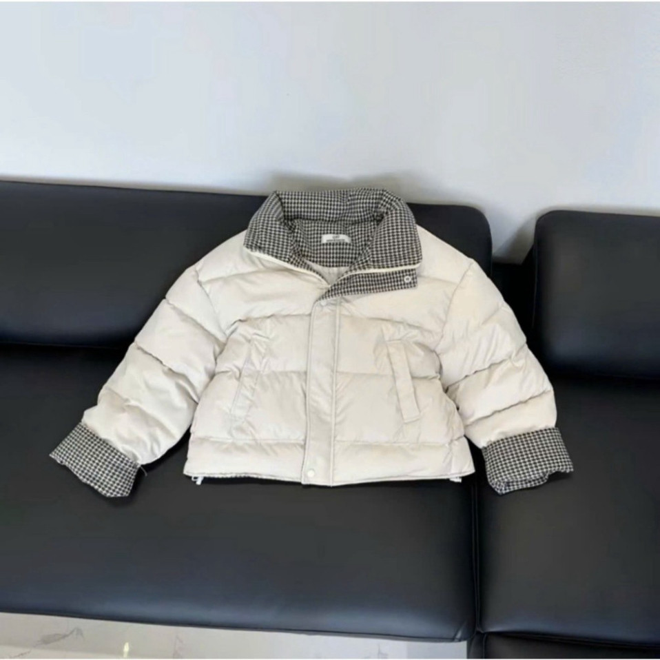 ÁO KHOÁC PHAO DA NỮ HỌA TIẾT PHỐI CARO TAY KẺ CHẤT PHAO 3 LỚP DÀY DẶN FORM BOXY | BigBuy360 - bigbuy360.vn