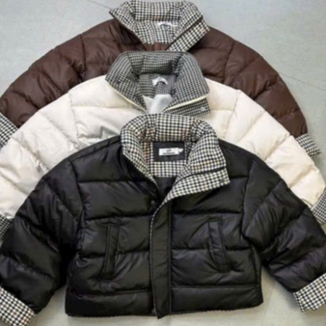 ÁO KHOÁC PHAO DA NỮ HỌA TIẾT PHỐI CARO TAY KẺ CHẤT PHAO 3 LỚP DÀY DẶN FORM BOXY | BigBuy360 - bigbuy360.vn