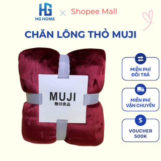  Chăn Tuyết Nhung Muji Lông Thỏ Cao Cấp Siêu Mềm Mịn Kích Thước 2Mx2M3 HGHOME   HÀNG NHẬP KHẨU   