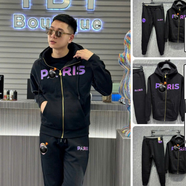 🔥【HOT TREND】🔥 Bộ Hoodie Nỉ Paris PSG Tím Với Mũ Vẩy Sơn, Chất Liệu Nỉ Cao Cấp Dành Cho Nam, Phong Cá
