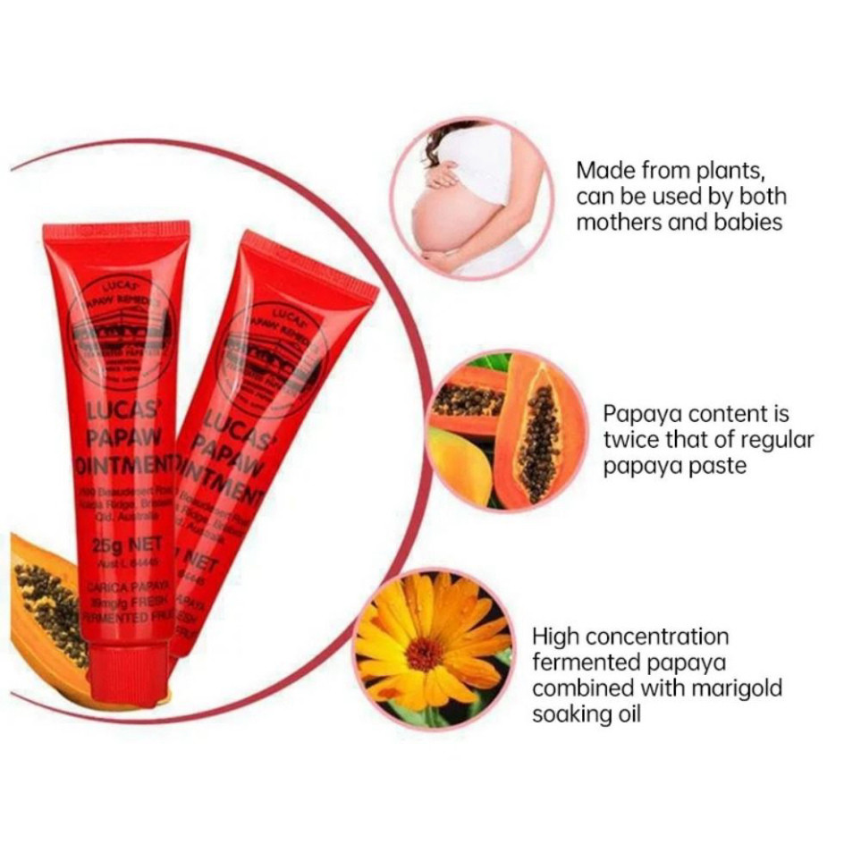 Kem Dưỡng Phục Hồi Da Đu Đủ 25g Lucas Son Dưỡng Hỗ Trợ giảm Mụn và Bỏng, kem nẻ Lucas