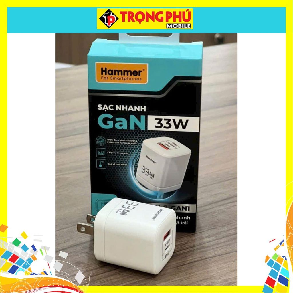 Cốc sạc nhanh GAN 33w Hammer H-S-GAN1 1C1A  - mua ngay