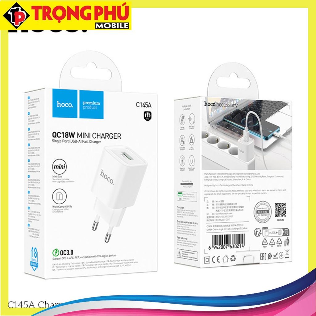 Cốc sạc Hoco C145A 18W  - Online sale off