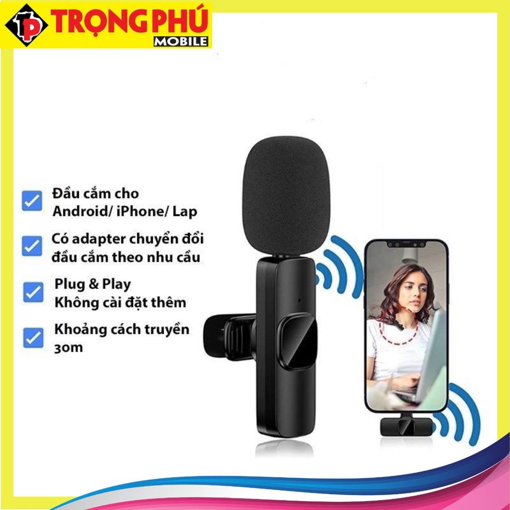 Micro Thu âm K9 không dây 2 mic
