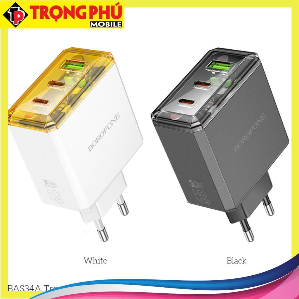 Cốc sạc Borofone BAS34A PD65w 2C1A