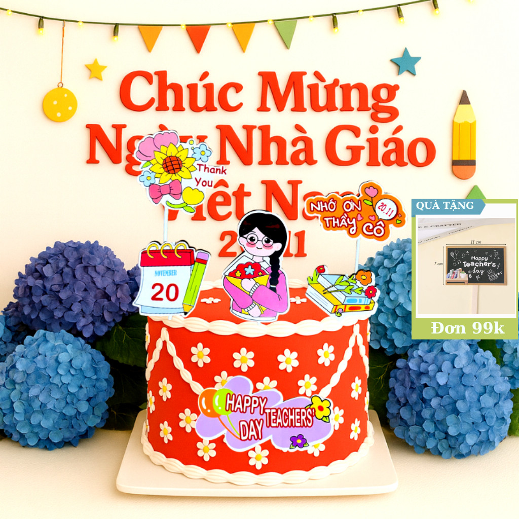 RẺ VÔ ĐỊCH - Sét Cắm Thầy Cô Giáo Trang Trí Bánh Kem Ngày Nhà Giáo Việt Nam 20-11