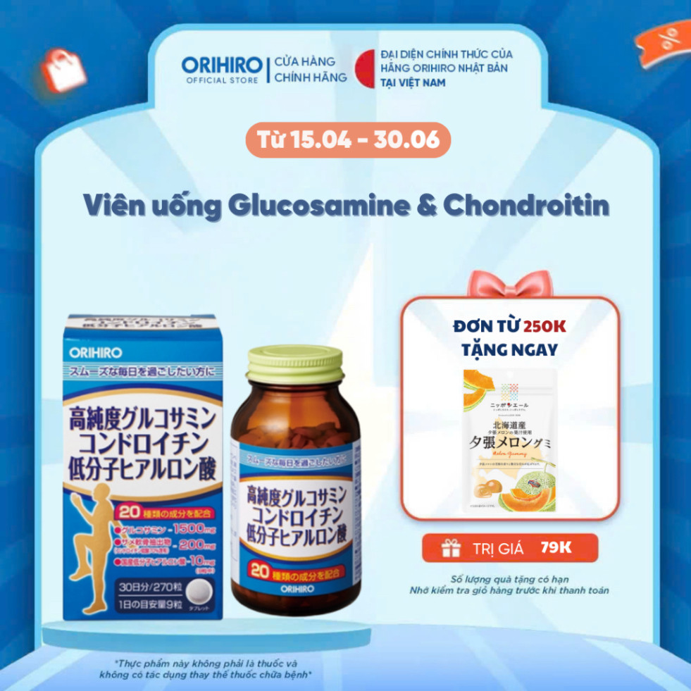 Viên uống bổ xương khớp tổng hợp Glucosamine và Chondroitin Orihiro 270 viên