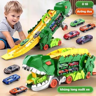  Bộ Đồ Chơi Xe Đua Cầu Trượt Xe Khủng Long Nuốt Ô Tô gồm 6 xe kim loại Cho Bé từ 3 tuổi 